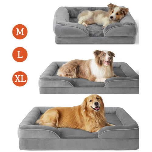 1pc M L XL Orthopedic Foam Dog Bed for Extra Large Dogs, C-shape Orthopedic Dog Beds, Washable Dog Sofa Bed with Removable Cover & Non-Slip Bottom with Supportive Foam Couch Design for Pet Dog Cat Rabbit Furniture Dog Beds for Crates