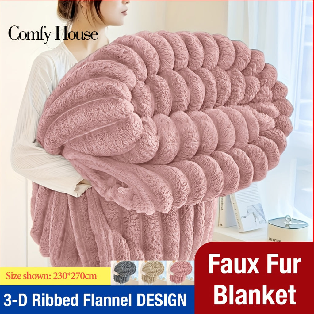 Super Soft 3D Textured Jacquard Throw - Fluffy And Cloud-Like Blanket for Beds, Couches, And Sofas | Cozy Fleece for All Seasons | Washable in Machine | Perfect Gift for Loved Ones