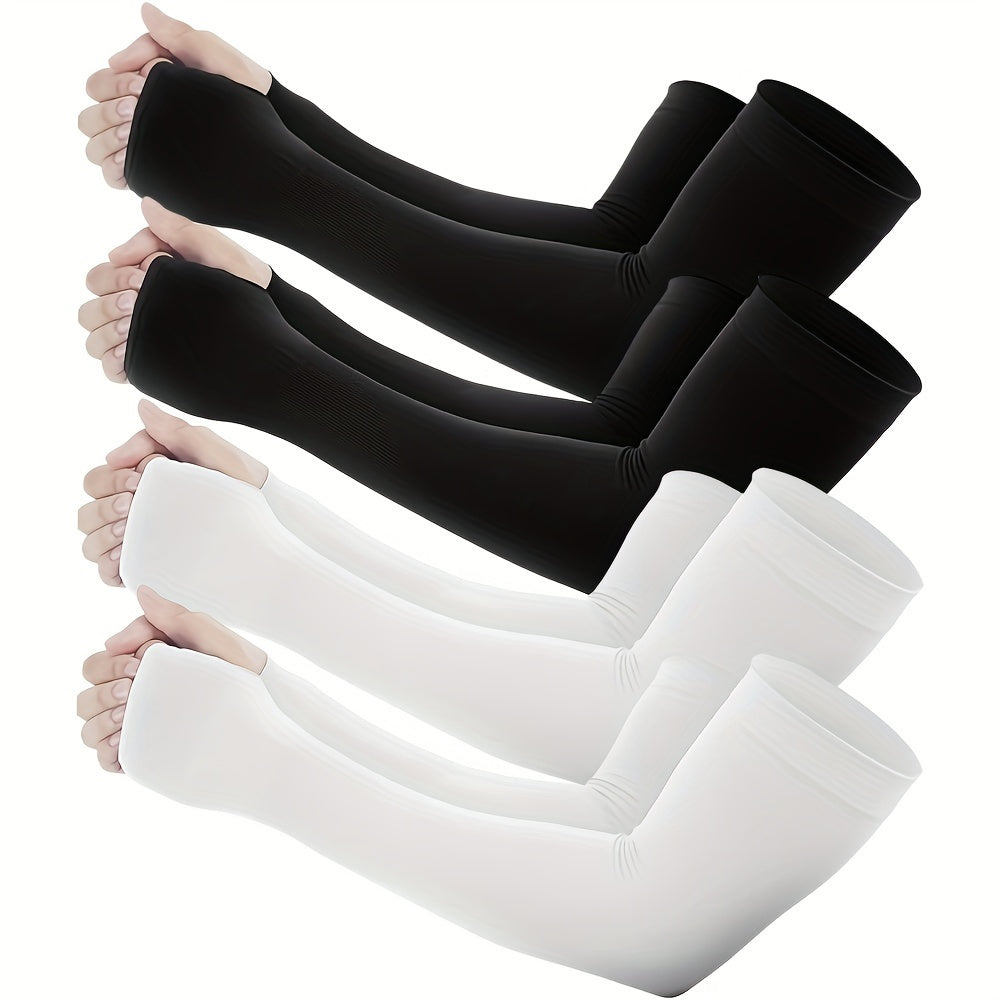 5/ 10 Pairs of Sun Protection Cooling Arm Sleeves with Thumb Holes for Men and Women, Suitable for Golf Basketball Cycling Fishing Driving Jogging