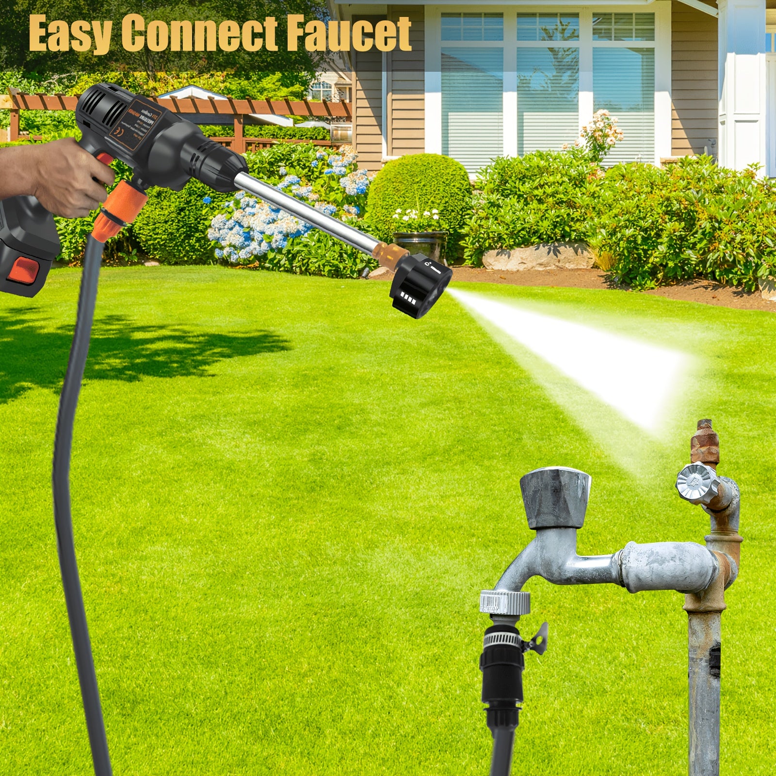 6-In-1 High Pressure Washer Gun, Electric Water Spray Equipped with 2 Or 1 Battery Rechargeable Batteries - Portable Handheld High Pressure Cleaner for Car, Balcony, Garden, Yard, Floor, Bike, Windows