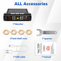 Vehicle Tire Pressure Gauge, Universal Tire Pressure Monitoring System (TPMS), Solar Charging, High-Definition Digital LCD Display, Vehicle Alarm