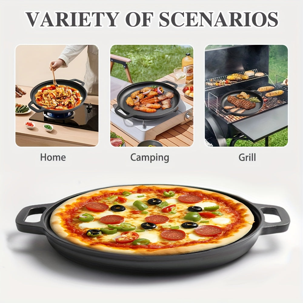 1/2PCS  28cm Cast Iron Skillet with Dual Handle Pre Seasoned Frying Pan for Stove, Oven, Grill Campfire Nonstick Cast Iron Cookware Black