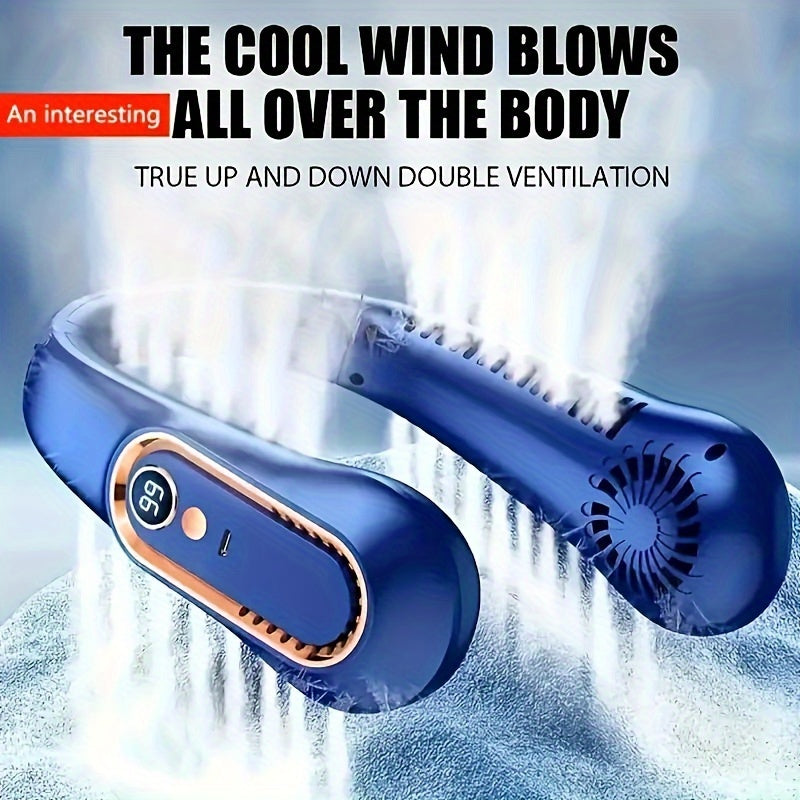 Bladeless Miracle Neck Fan - Portable, USB Rechargeable & 6-Speed Adjustable - Safe Super Tech For Outdoor Adventures With Digital Display