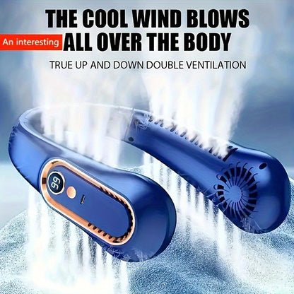 Bladeless Miracle Neck Fan - Portable, USB Rechargeable & 6-Speed Adjustable - Safe Super Tech For Outdoor Adventures With Digital Display
