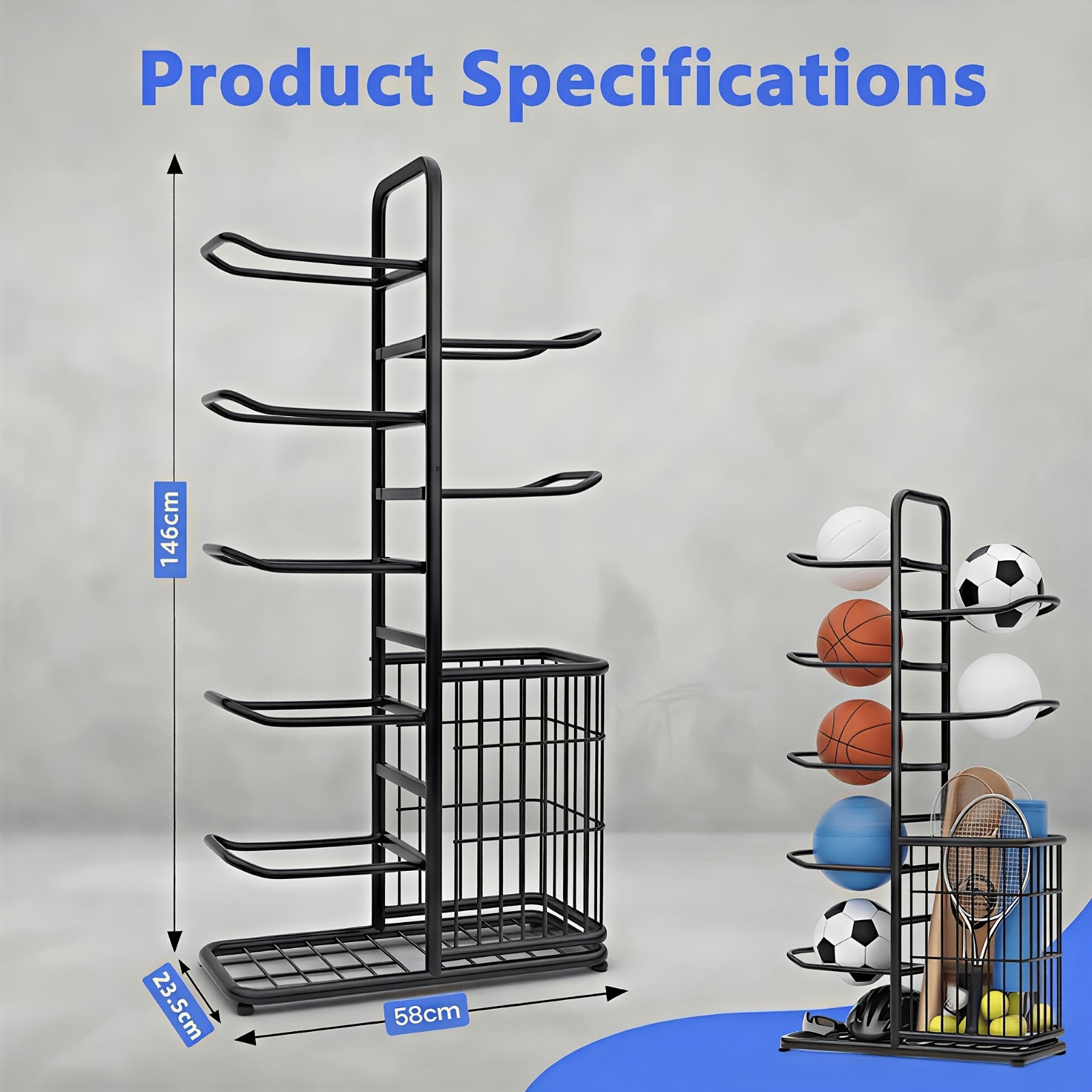 Black Friday Gift Pick Christmas Sports Essential 7 5 Or 3 Tier Basketball Storage Rack High Capacity Ball Organizer Tool Free Click Assembly Reinforced Frame Heavy Duty Support Limited Edition Holiday Box Must