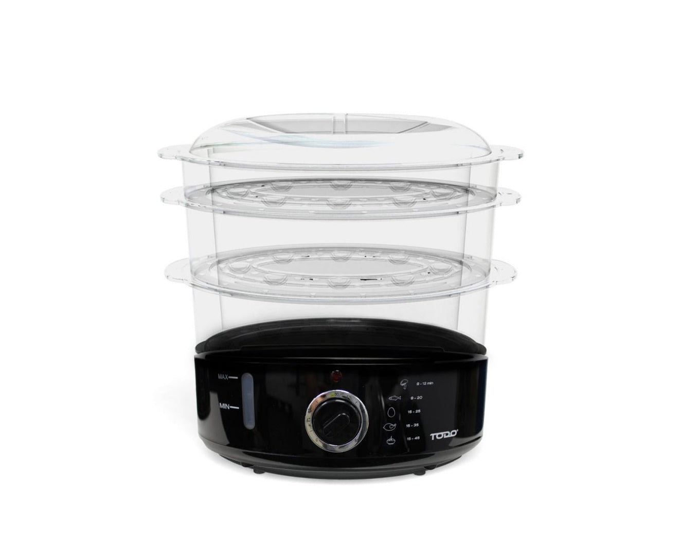 9L Steam Cooker Steamer 3 Tray 800W Power Dial Timer Healthy Stackable