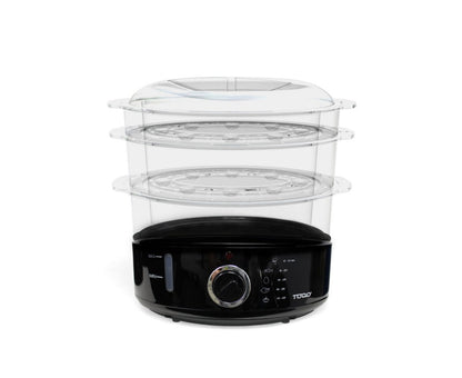 9L Steam Cooker Steamer 3 Tray 800W Power Dial Timer Healthy Stackable