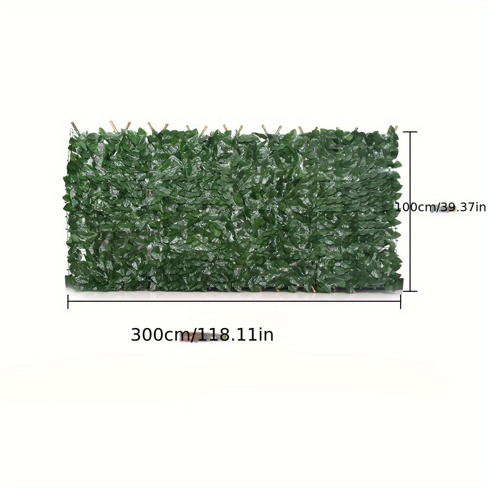 3M Artificial Ivy Leaf Fence Screen, Durable Stitching Grid, Imitation Hedge Panels, Wall Decoration for Outdoor Gardens And Backyards, Uv-Resistant Artificial Hedge Fence for Privacy - Green Leaf Outdoor Garden Decor & Balcony Fencing