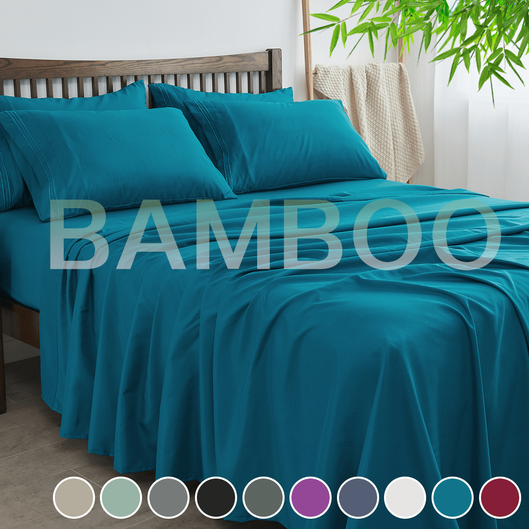 4-Piece Cooling Bamboo Sheet Set – Ultra-Breathable, Moisture-Wicking & Silky Smooth – 40cm Deep Pocket Design – Perfect for Summer Nights, Hot Sleepers, and Guest Bedrooms