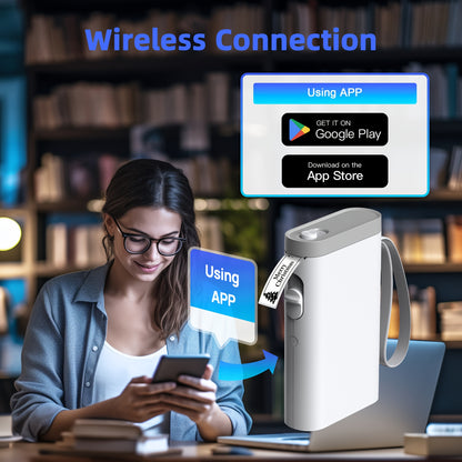 P21 Wireless Portable Label Maker with 14x40mm Paper - Thermal Printer for Home Office Organization, USB/Battery Powered, Multiple Templates for Phone & Storage Use