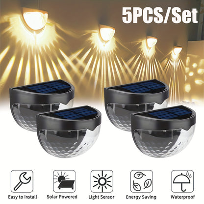 5pcs Solar Fence Lights, Solar Deck Lights, Solar Wall Lights, Solar Wall Mounted Lights, Outdoor IP65 Fence Deck Garden Garage Ladder Lighting