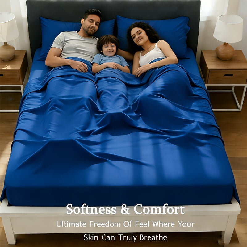 2200TC 3/4pcs Sheet Set - Breathable & Soft Flat Sheet, Children Fitted Sheet And Pillow Cases, Fresh And Smooth Sheet Set, Sheets Sets Queen Size Luxury Sheets Deep Pocket Up To 40.64cm, Room Decoration Bedding Sheets