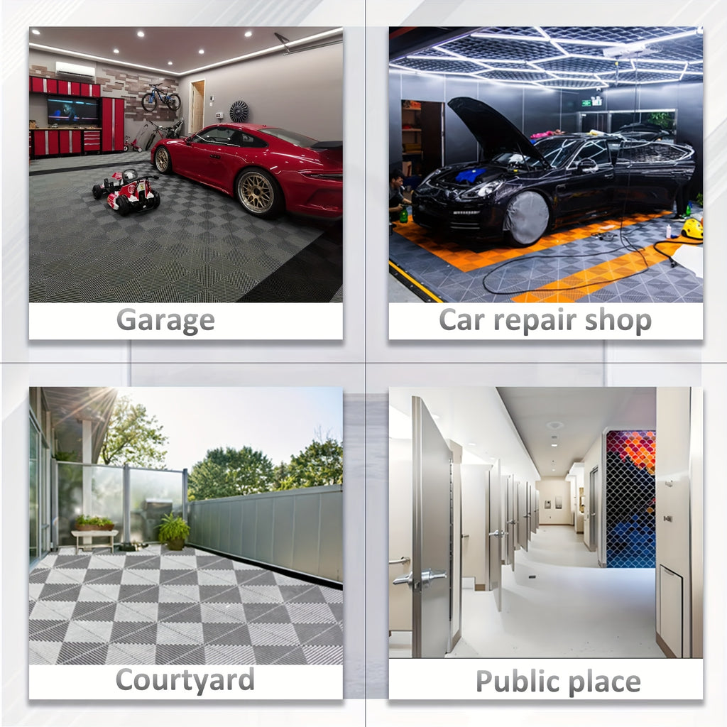 10 Edges And 2 Corners Only Optional 20 Pack 40.64cmx 40.64cmx 1.91cm(Thickness)Interlocking for garage Floor Tiles, Modular Drainage Floor Mat, Non-Slip Splicing Interlocking Drainage Mats Floor Tile For Garage Car Wash Basement, Etc