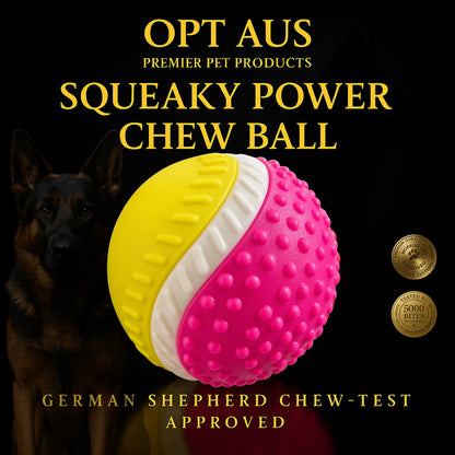 OPT AUS Premium TPR Power Ball – Indestructible Squeaky Dog Toy Ball with Bell Sound, 3.25" / 8.3cm Durable Bouncy Chew Ball for Small & Medium Dogs, Teeth Cleaning & Interactive Play