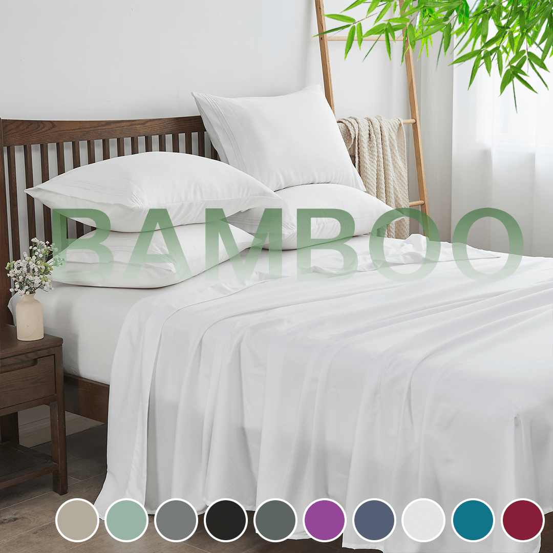 4-Piece Cooling Bamboo Sheet Set – Ultra-Breathable, Moisture-Wicking & Silky Smooth – 40cm Deep Pocket Design – Perfect for Summer Nights, Hot Sleepers, and Guest Bedrooms