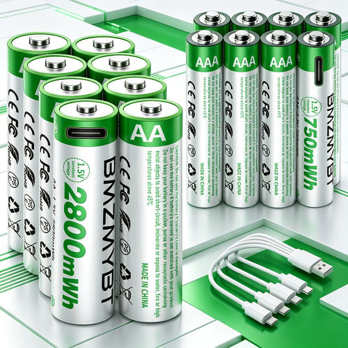 USB-C Rechargeable AA and AAA Battery Set main product view for Australian shoppers