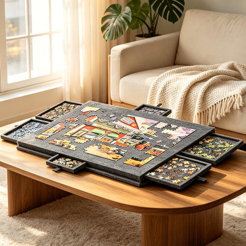 Foldable Puzzle Board with Six Drawers main product view for Australian shoppers
