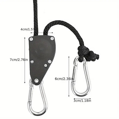 4/8pcs Heavy Duty Adjustable Rope Hanger Pulley Rope Metal Internal Gears for Tent Hanging Sun Shade Tie Strap, Adjustable Grow Light Hangers