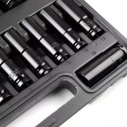 10/12/20/23pcs Deep Metric Impact Socket Set, Heavy-Duty 1/2" Drive Wrench Sockets for Tire Removal, Durable Construction, Pneumatic Tool Compatible for Truck Maintenance - 8Mm to 32Mm