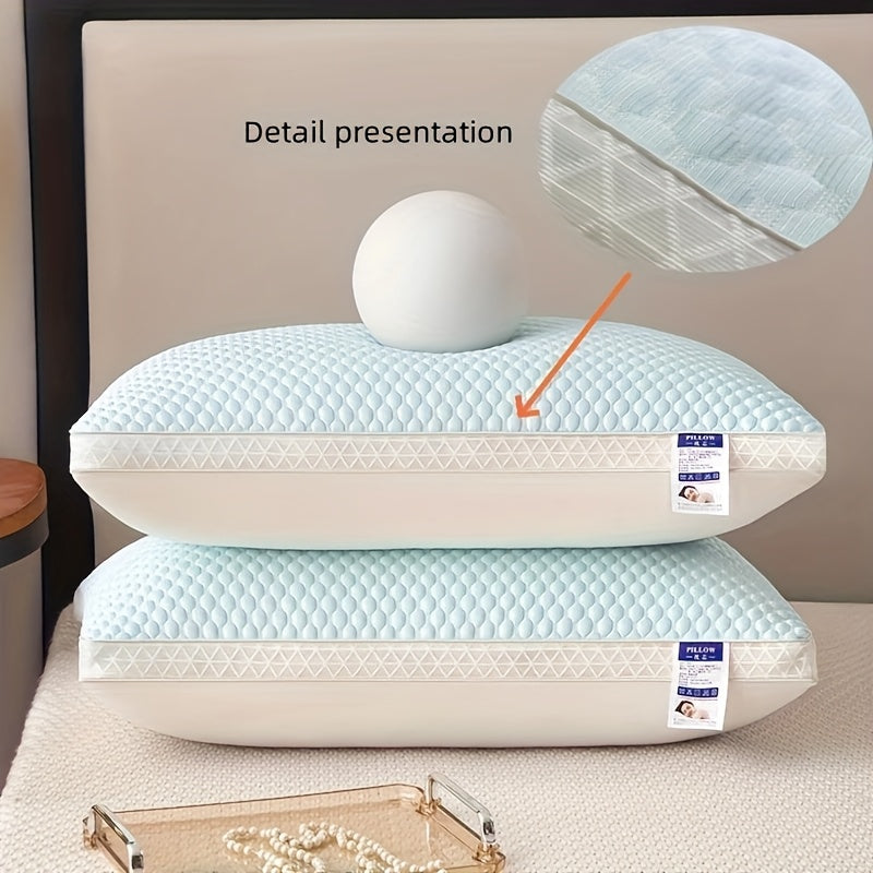 2pcs Cooling Ice Pillow - Breathable & Moisture-Absorbing Massage Neck Support for Deep Sleep, Soft Satin Fabric with Zipper Closure, Blue, Ideal for Adults At Home, Bedroom Or Living Room Decor, Neck Pillow for Sleeping