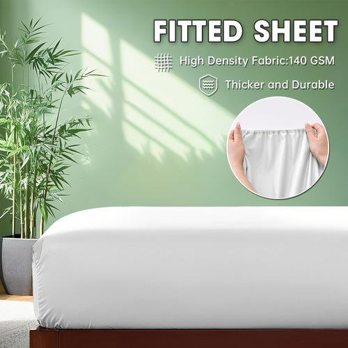 1pc Bamboo Luxury Cooling Fitted Sheet, Ultra Soft & Breathable for Maximum Comfort, 16-inch Deep Pocket Fitted Sheets Queen Size, Machine Washable-Easy Care, Perfect for Modern Bedroom And Hot Sleepers, Single/Double/Queen/King Size Local Warehouse