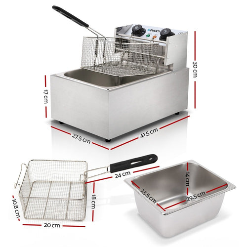 10L Commercial Electric Deep Fryer - cafes, events and high-volume – alternate product view