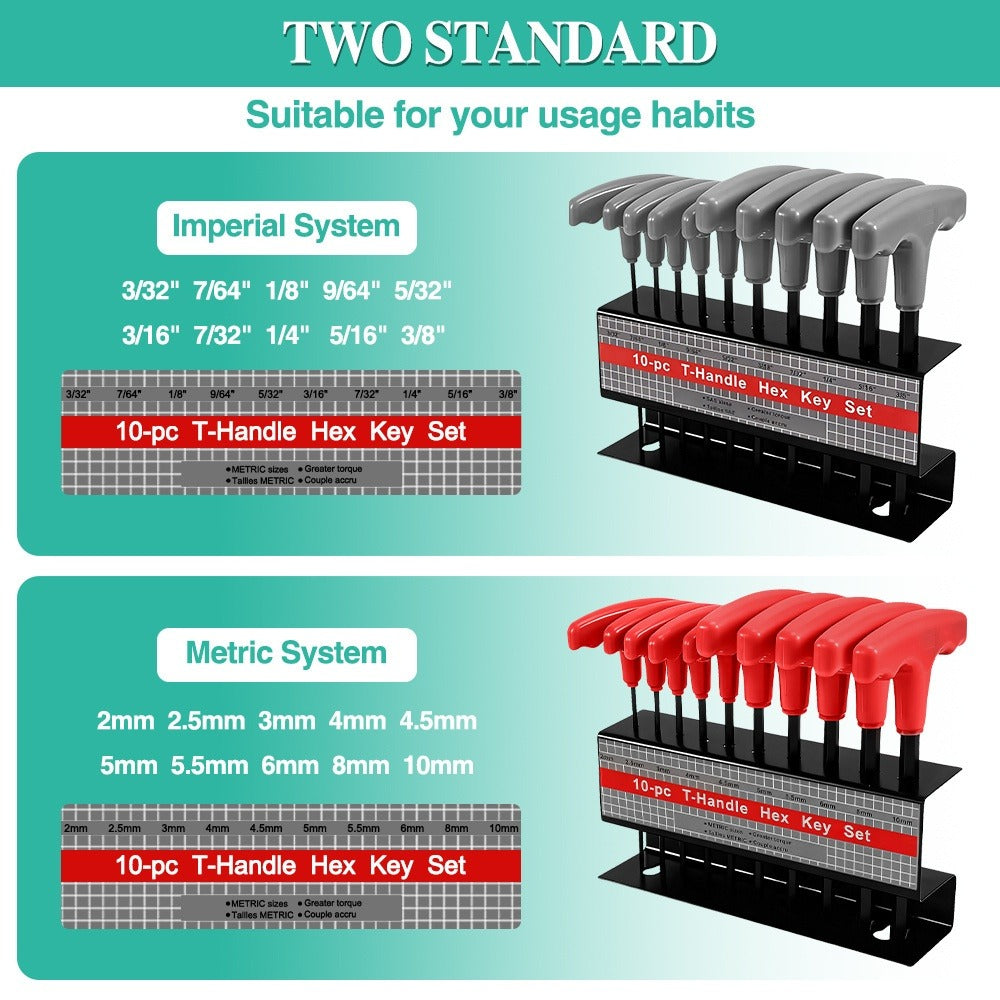 10pcs T-Handle Hex Key Set product detail 6
