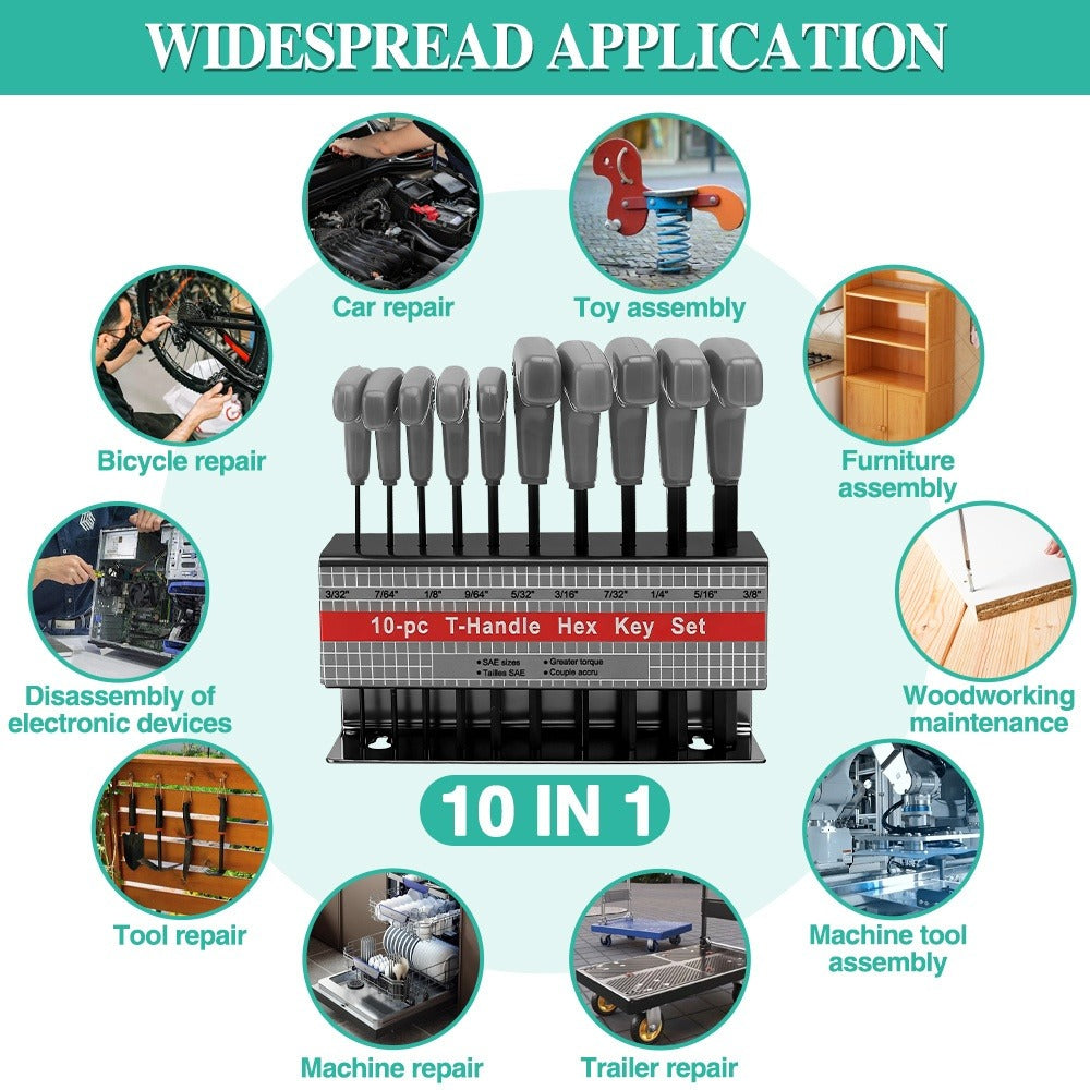 10pcs T-Handle Hex Key Set product detail 9