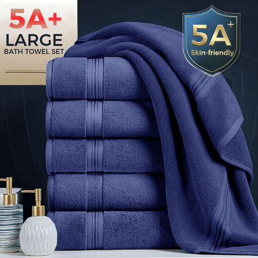 Set of 4 Bamboo Cotton Self Flying Bamboo Fiber Bath Towel Embroidered Bath Towel Set, Absorbent & Quick-Drying Showering Towel, Super Soft & Skin-Friendly Bathing Towel, Ideal Bathroom Supplies Embroidered Bamboo Design, Ideal for Home Bathroom Use