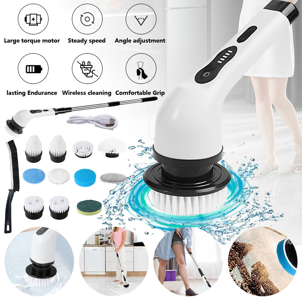 Cordless Electric Scrubber with Adjustable Speeds, Featuring a Detachable Handle And 11 Interchangeable Brush Heads, Ideal for Cleaning Floors, Bathrooms, Tubs, And Tiles