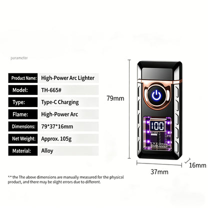 Plasma Lighter USB Rechargeable With Dual Arc Ignition, High Power Arc Lighter With Display | USB Rechargeable, Electric Windproof Plasma Lighter, Cool Gadgets Gift For Men