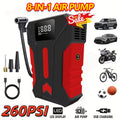 13000A Portable Emergency Startup Power Supply with Air Pump 150 PSI Digital LCD Portable Power Supply Type-C Fast Charging Intelligent Clamps 14.8V (Allgas/7.99 L Of Diesel) Quick Start Vehicle Emergency Startup And Air Pump Integrated Machine