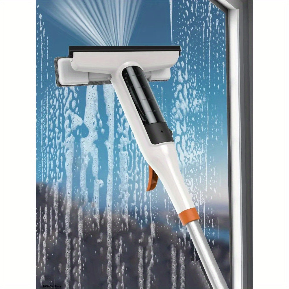 3-in-1 Glass Cleaning Kit with Telescopic Metal Pole & Scraper - Heavy-Duty Window, Shower Door & Car Windshield Cleaner - Adjustable Height, Non-Scratch Safe Design, Lightweight & Sturdy for Home & Commercial Use - Ideal for High Windows, Skylights, Mirr