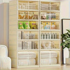 12-Pair Foldable Shoe Cabinet – Transparent Stackable Storage – alternate design view