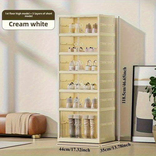 12-Pair Foldable Shoe Cabinet – Transparent Stackable Storage – alternate product view