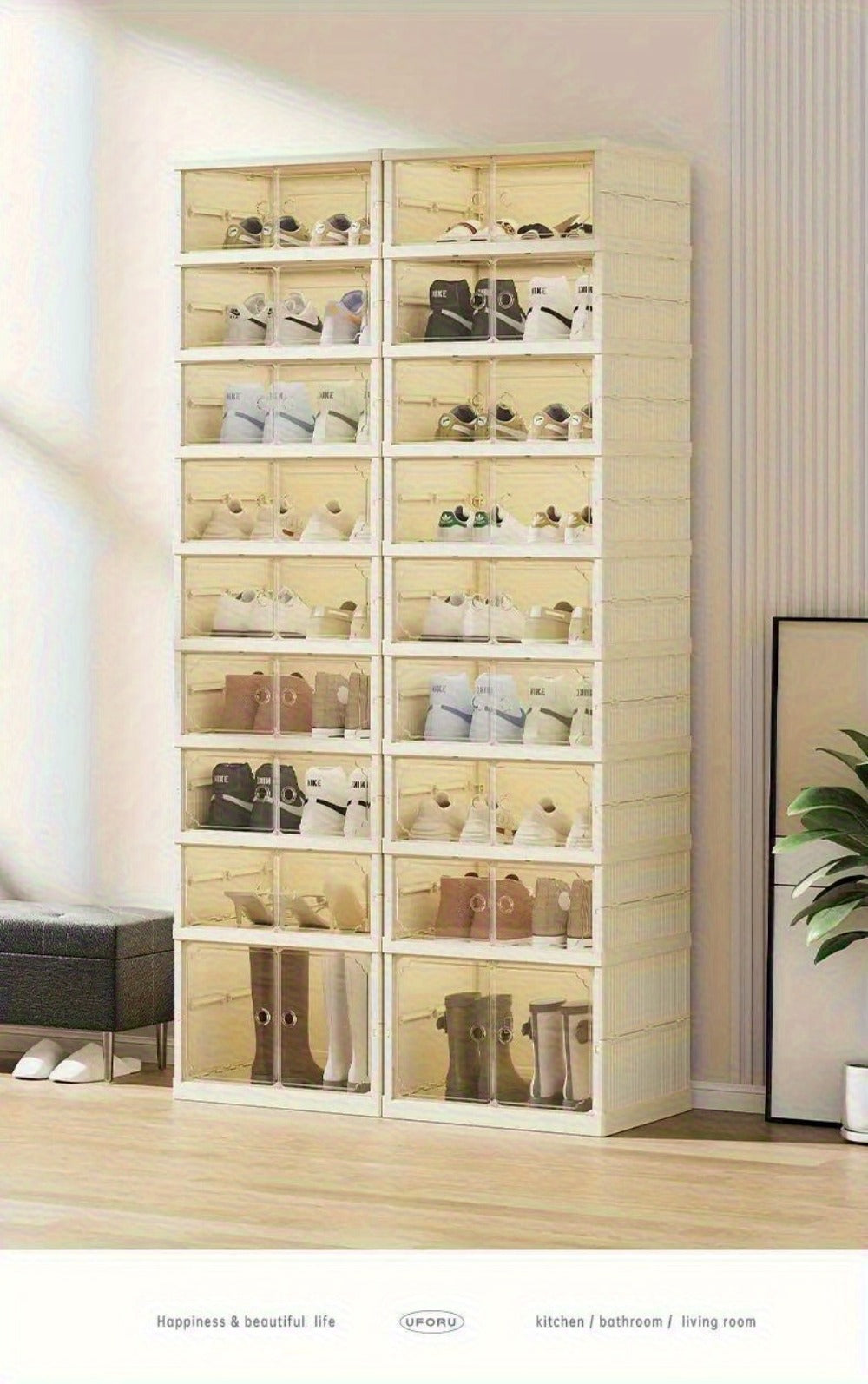 12-Pair Foldable Shoe Cabinet – Transparent Stackable Storage – additional product view 13