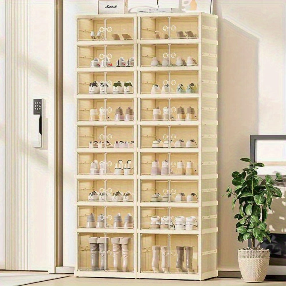 12-Pair Foldable Shoe Cabinet – Transparent Stackable Storage – main product view
