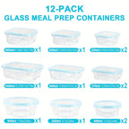 12-Piece Airtight Glass Food Storage Container Set product detail 3