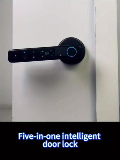 SWEET ALICE Smart Fingerprint Door Lock, Fingerprint Recognition Without Key, Fingerprint Door Lock with Five Unlocking Methods, Smart Combination Lock, Smart Door Handle for Bedroom, Graffiti Application Control, Remote Unlocking, Easy Installation