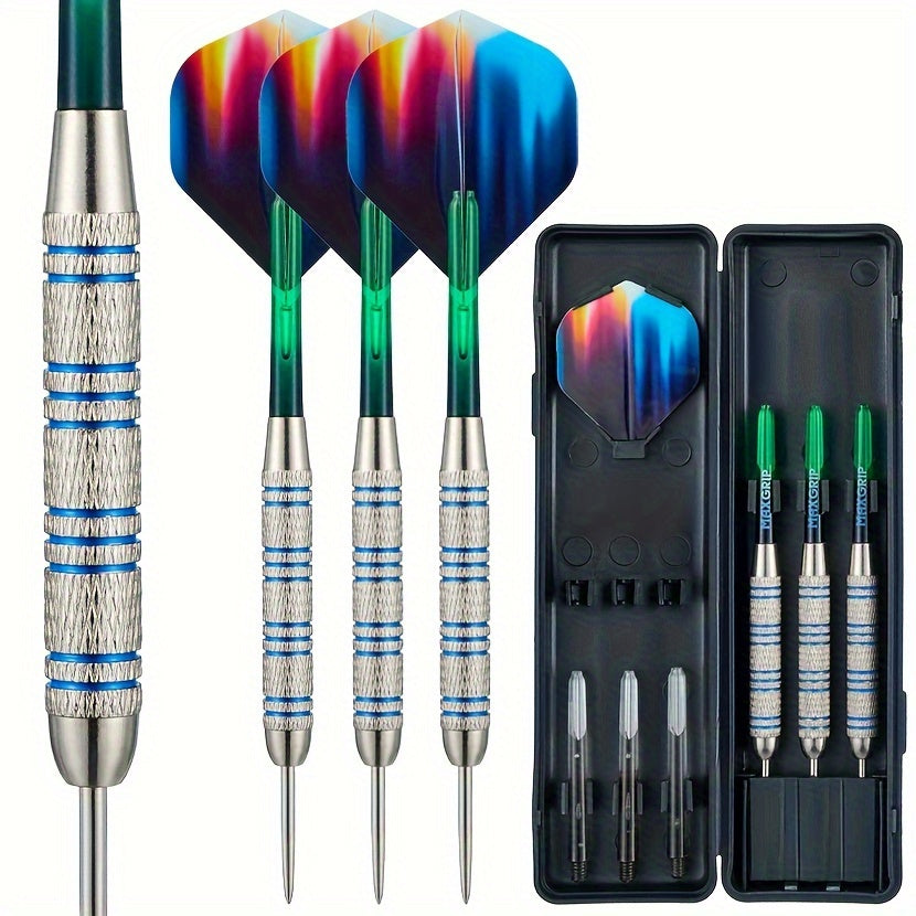 3pcs Durable Metal Tip Darts Set With Storage Box, Portable Metal Darts With Dart Flights For Beginners Or Professional Players