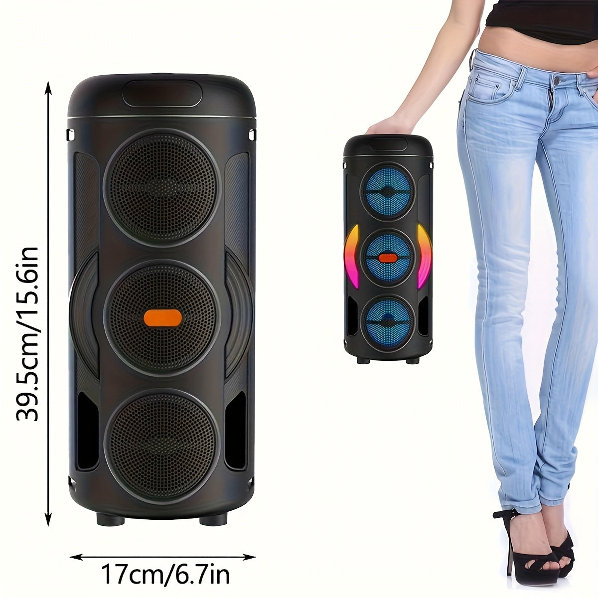 Portable Wireless Karaoke PA Speaker With RGB Lights, TF Card, USB-C & FM Radio, Powerful Outdoor Bass, Perfect For Camping, Home Parties & Autumn Gifts