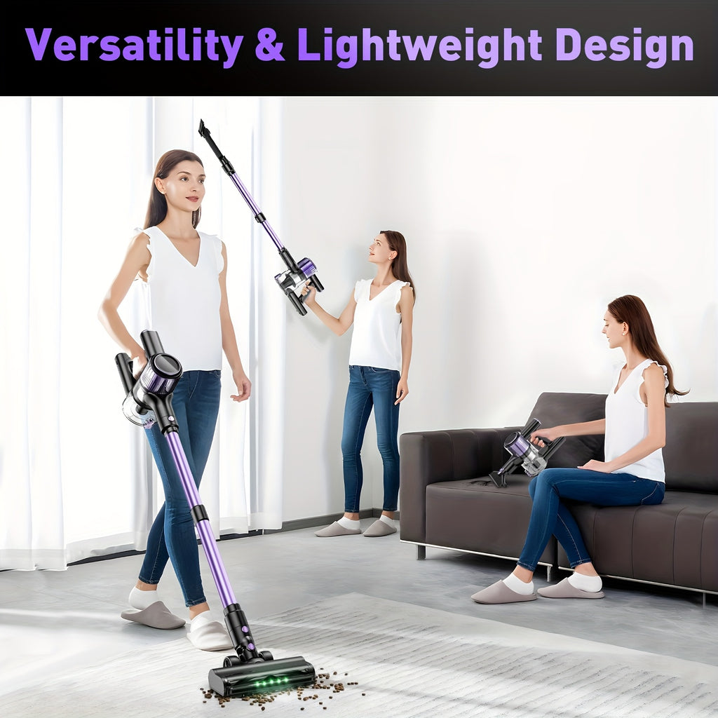 Powerful Household Vacuum Cleaner, 10in 1 Powerful Suction Lightweight Vacuum Cleaner for Home, LED Display, 3 Suction Modes, Light And Quiet 45 Mins Detachable Battery Vacuum for Hard Floor Carpet Pet Hair,, Violet