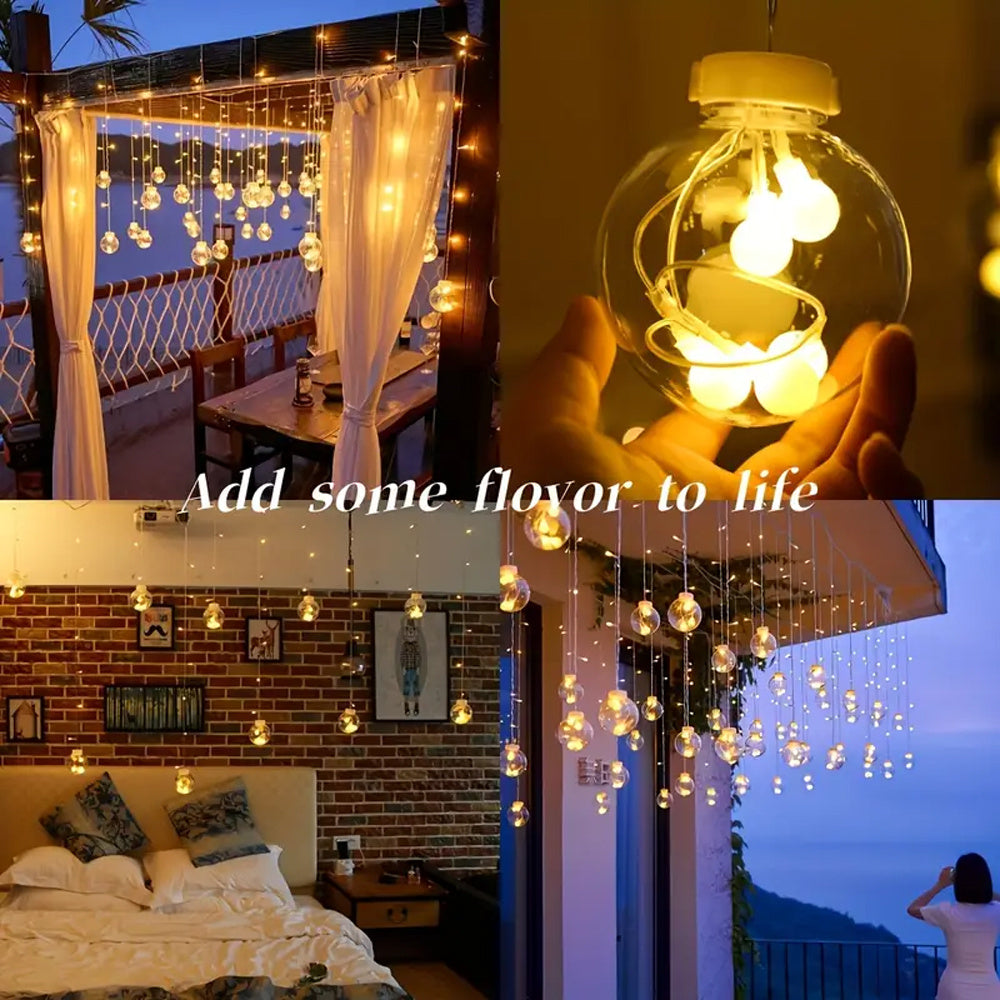 Solar Fairy Light String, Wishing Ball String Lights with Remote Control, 8 Lighting Modes, 108 LEDs, 12 Wishing Balls, Wall-Mounted, Plastic, for Home Gatherings, Party, Indoor Holiday Decorations, Car Accessories, Room Decor, Mother's Day Gifts