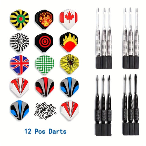 12pcs Steel Tip Dart Set with Flights - home games and dart practice – main product view