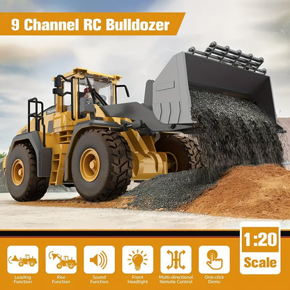 Remote Control Alloy Loader Toy Excavator, Dump Engineering Toy Car, 2. 4G 1: 20 9 Channels Park Bulldozer Bestsellig