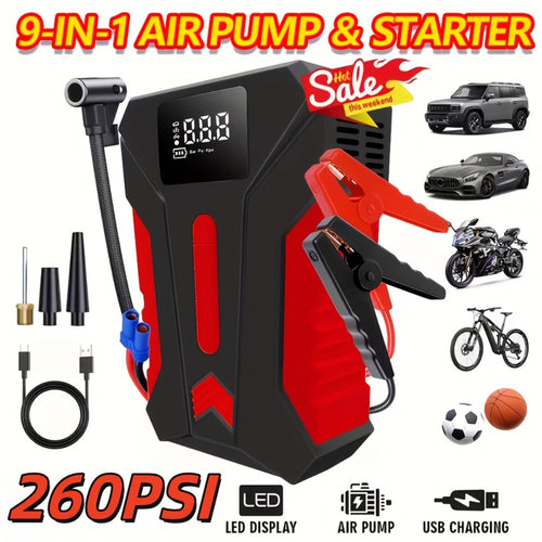 Car Jump Starter with Air Pump main product view for Australian shoppers