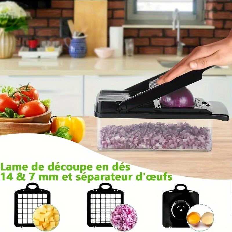 A Manual Slicer with Seven Blades Crafted from Stainless Steel, Designed for Slicing Household Fruits, Vegetables, Onions, And Potatoes, As Well As for Separating And Cutting Vegetables. It Serves As a Useful Kitchen Tool And Makes a Great Holiday G