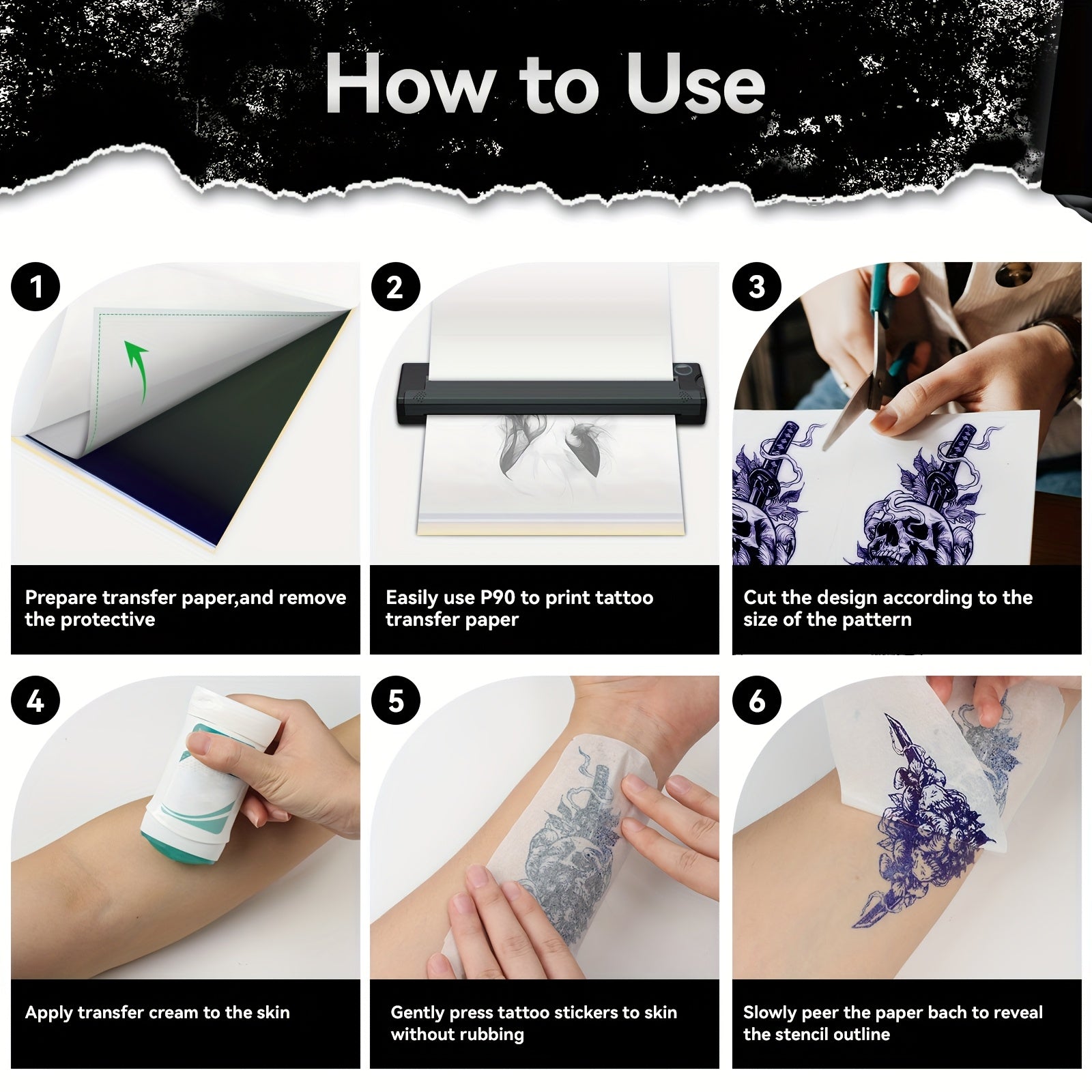 PeriPage Thermal Tattoo Paper, Fast Imaging, Ink-free And Suitable for A4 Size Tattoo Machine, High Definition Printing, A Good Helper for Tattoo Artists