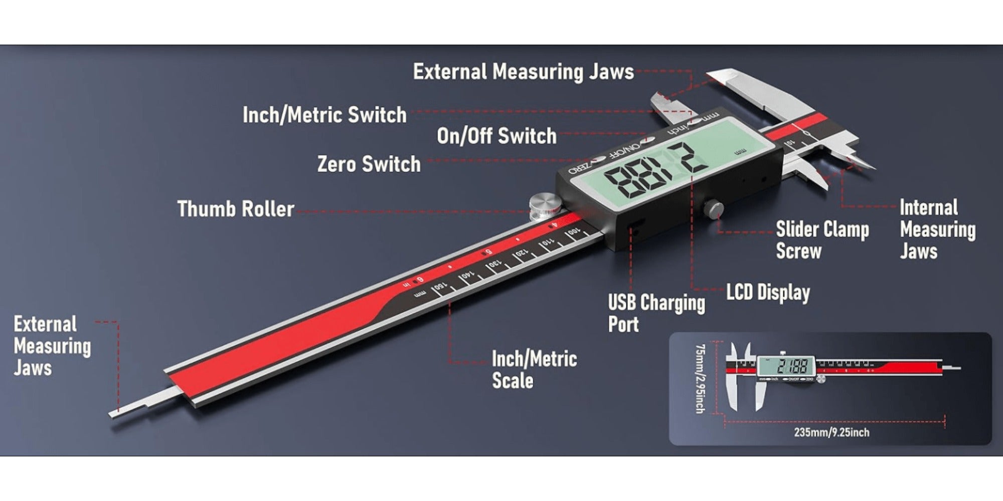 Rechargeable Digital Caliper detail view 15 for Australian shoppers
