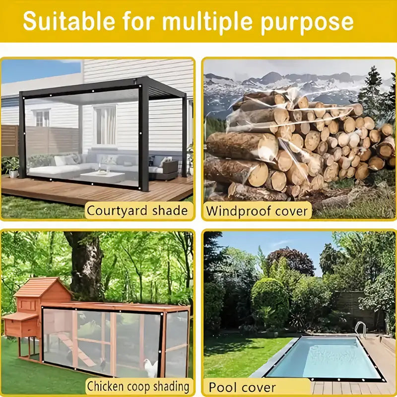 2*3m&3*4&3*5m Waterproof Clear Tarps with Grommets - Duty Outdoor Rainproof Covering Solution - Ideal for Henhouse, Porch Canopy, Plant, Enclosure Gardening, And More